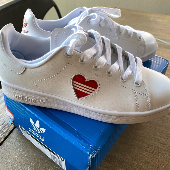 adidas shoes with red heart
